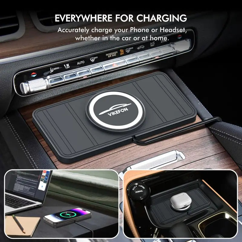 30W Fast Car Wireless Charger Pad for iPhone 15 14 13 12 Samsung Huawei AirPods Phone Non-slip Quick Car Wireless Charging Stand