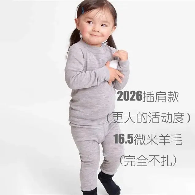Kids Merino Wool Thermal Underwear Set Quick Dry Long