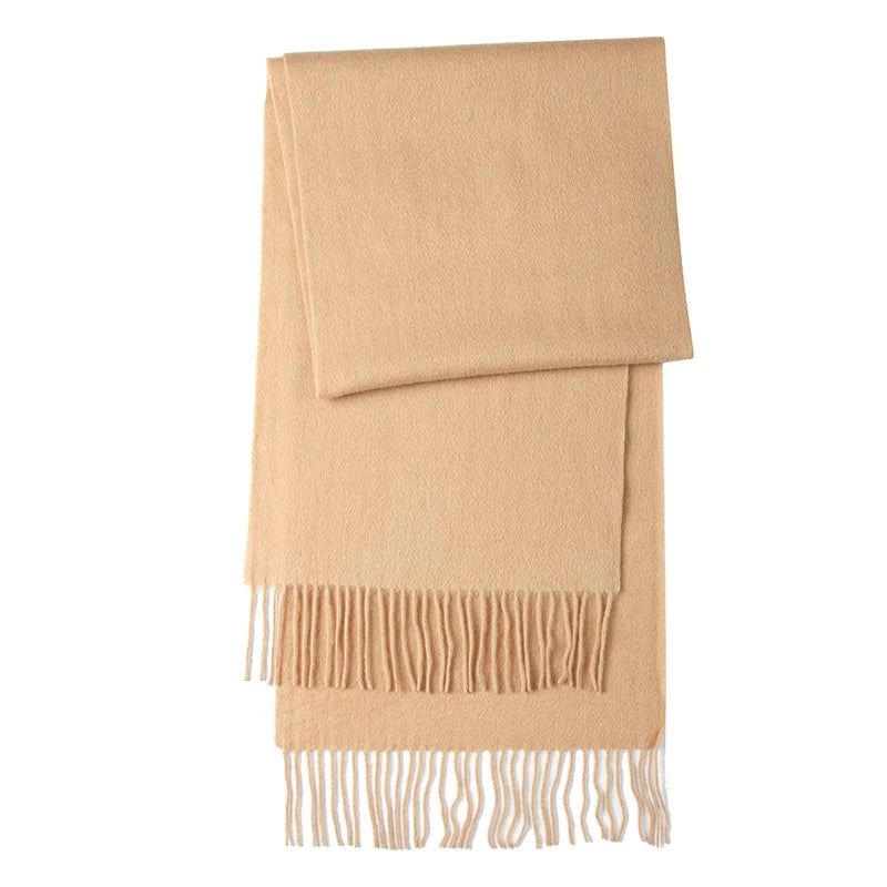 LONGMING 100% Merino Wool Knitted Shawl New Women Autumn Fashion Classic Plaid Solid Scarf Winter Warm Knottable Muffler for Man