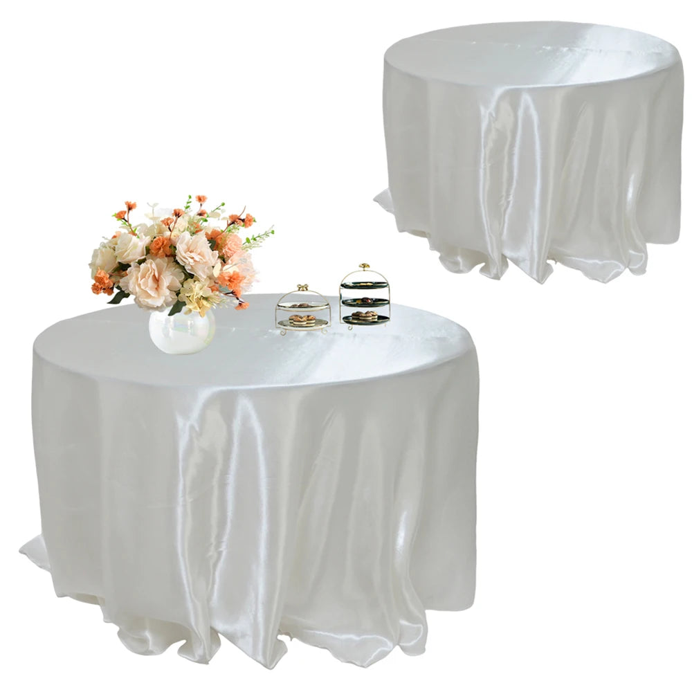 Round 108" Satin Tablecloth For Wedding Christmas Baby Shower Birthday Party Decoration Restaurant Coffee/Dining Table Cover
