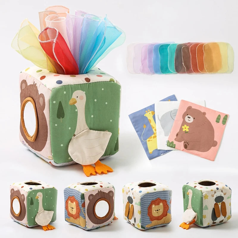 Montessori Cloths Toys Magic Cotton Animal Tissue Box Kids