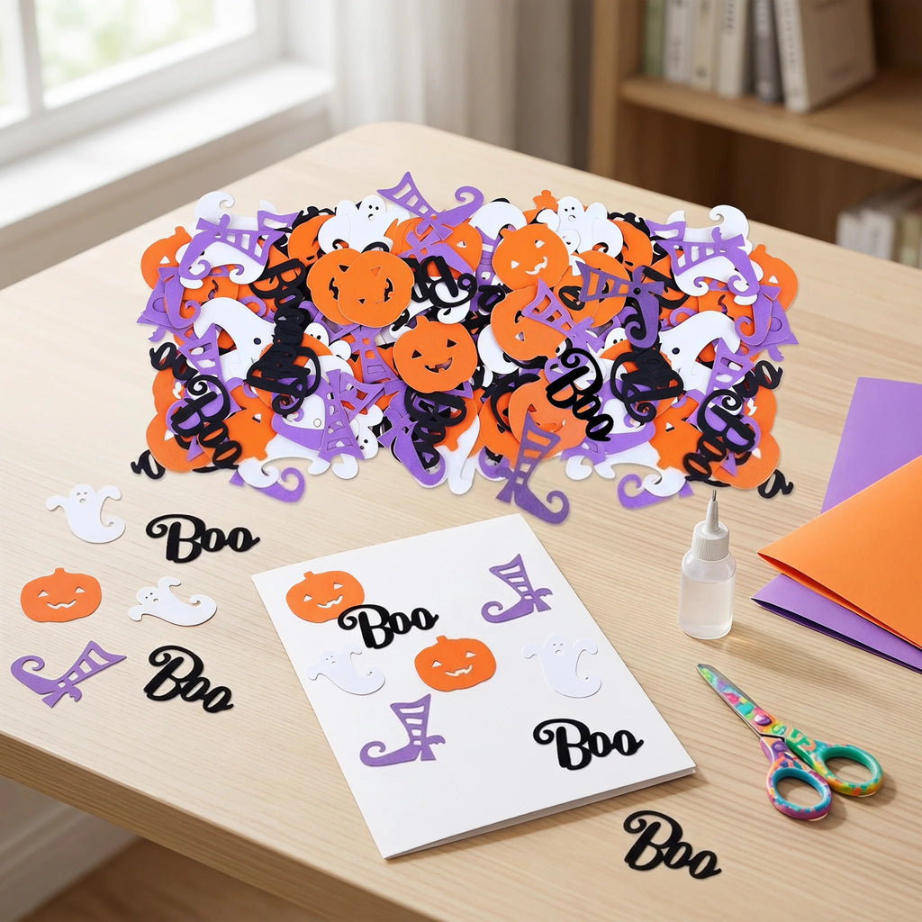 Halloween Paper Table Confetti Pumpkin Ghost Witch Boo Shapes Spooky Table Scatter Halloween Party DIY Craft Home Decor Supplies