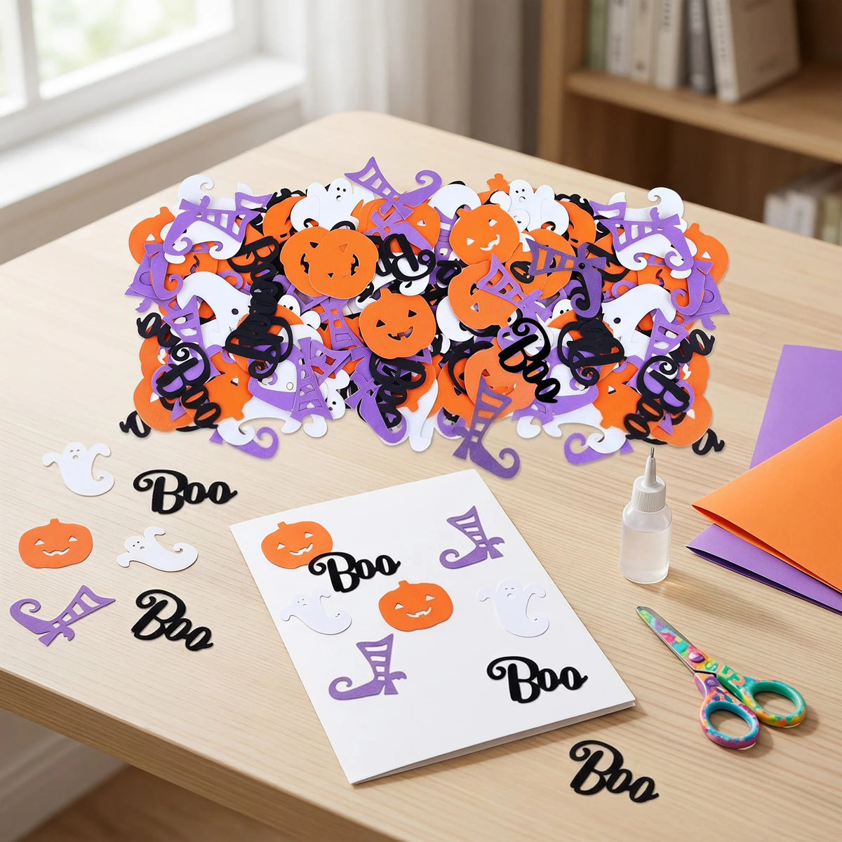 Halloween Paper Table Confetti Pumpkin Ghost Witch Boo Shapes Spooky Table Scatter Halloween Party DIY Craft Home Decor Supplies