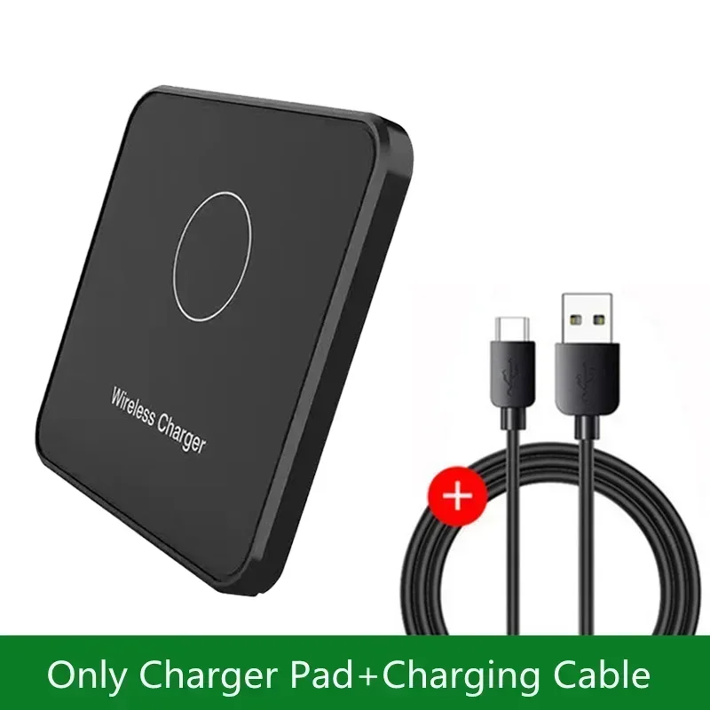 15W Wireless Charger Pad Stand Desktop Ultra-thin Mobile Phone Fast Charging Dock Station For iPhone 15 14 13 12 Samsung Xiaomi