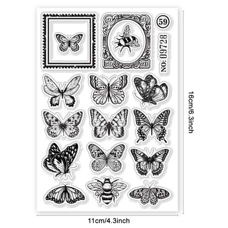 1Sheet Flowers Birds Clear Stamps Flowers Birds Decorative Clear Stamps Silicone Stamps for Card Making and Photo Album Decor