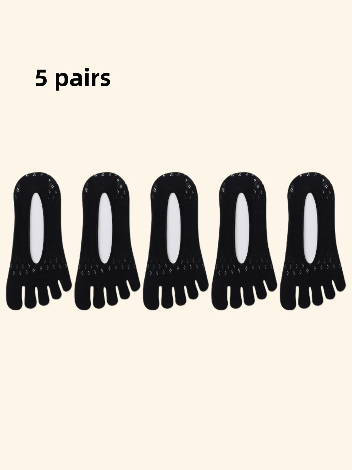 Women's Toe Socks, No Show Invisible Socks, Silicone Non-Slip Ladies Boat Socks, Low Cut, Breathable, Sweat Absorbing, Summer Thin