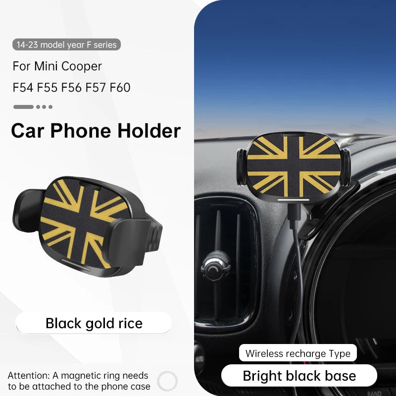 Car Phone Holder Wireless Charger For Mini Cooper F56 F55 F54 F60 F57 2014-2023 Central Control Mobile Phone Bracket Accessories