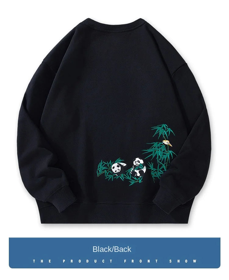 Fashion Crewneck Sweatshirt Men Bear Embroidery Hoodies Women Casual Chinese Panda Bamboo Fleece Designer Harajuku Pullover 2024