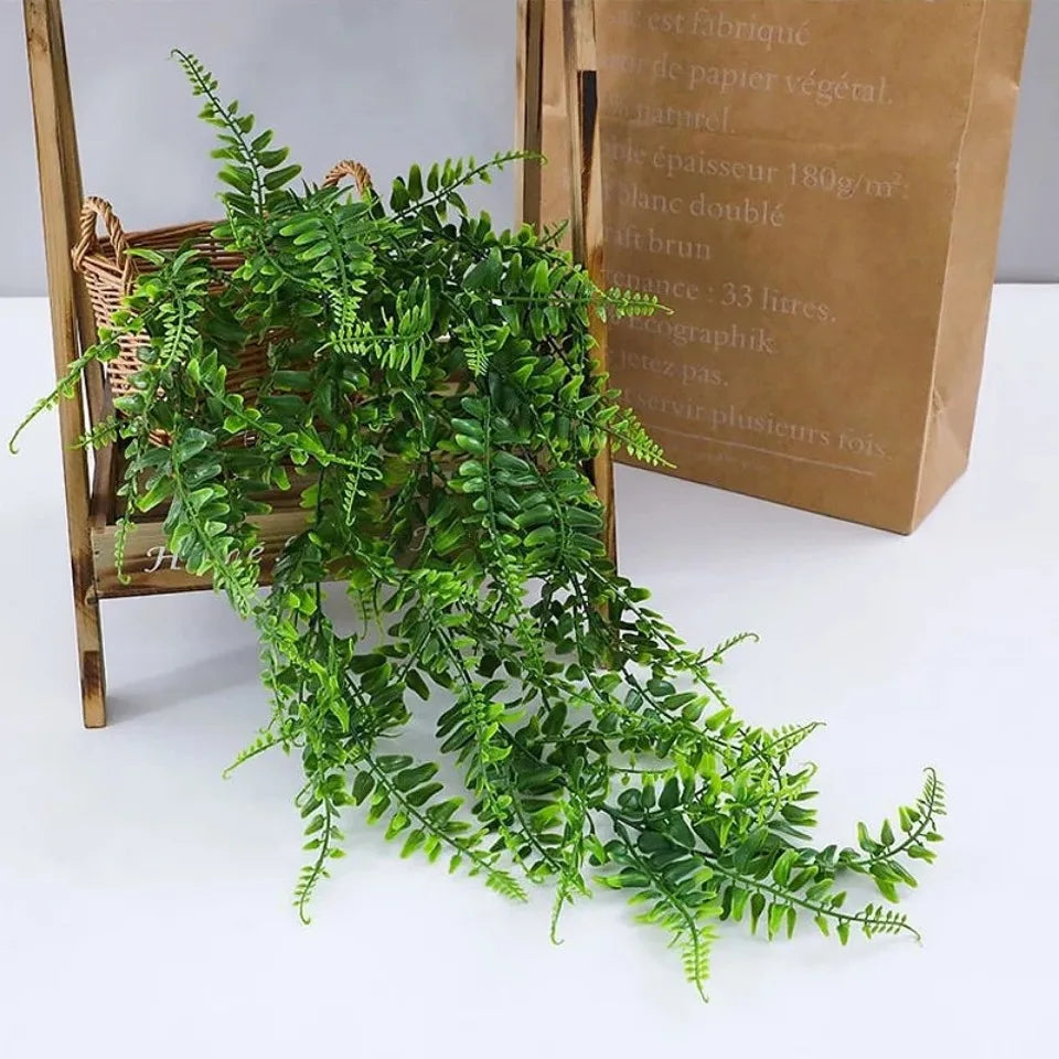 4pcs Persian Fern Leaves Artificial Plant Vine Home Garden Room Decor Hanging Fake Ivy Vine Grass Wedding Party Wall Home Decor