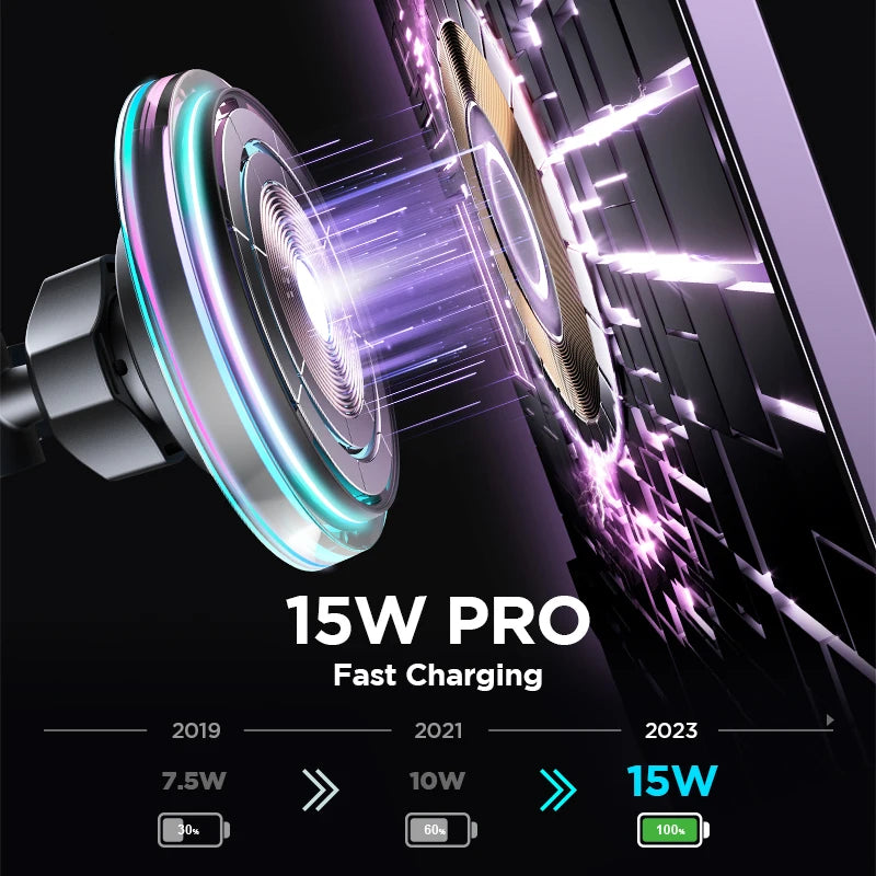 Joyroom Magnetic Car Phone Holder Colorful Wireless Charger For iPhone 15 14 13 12 Pro Max Fast Charging Car Charger Holder