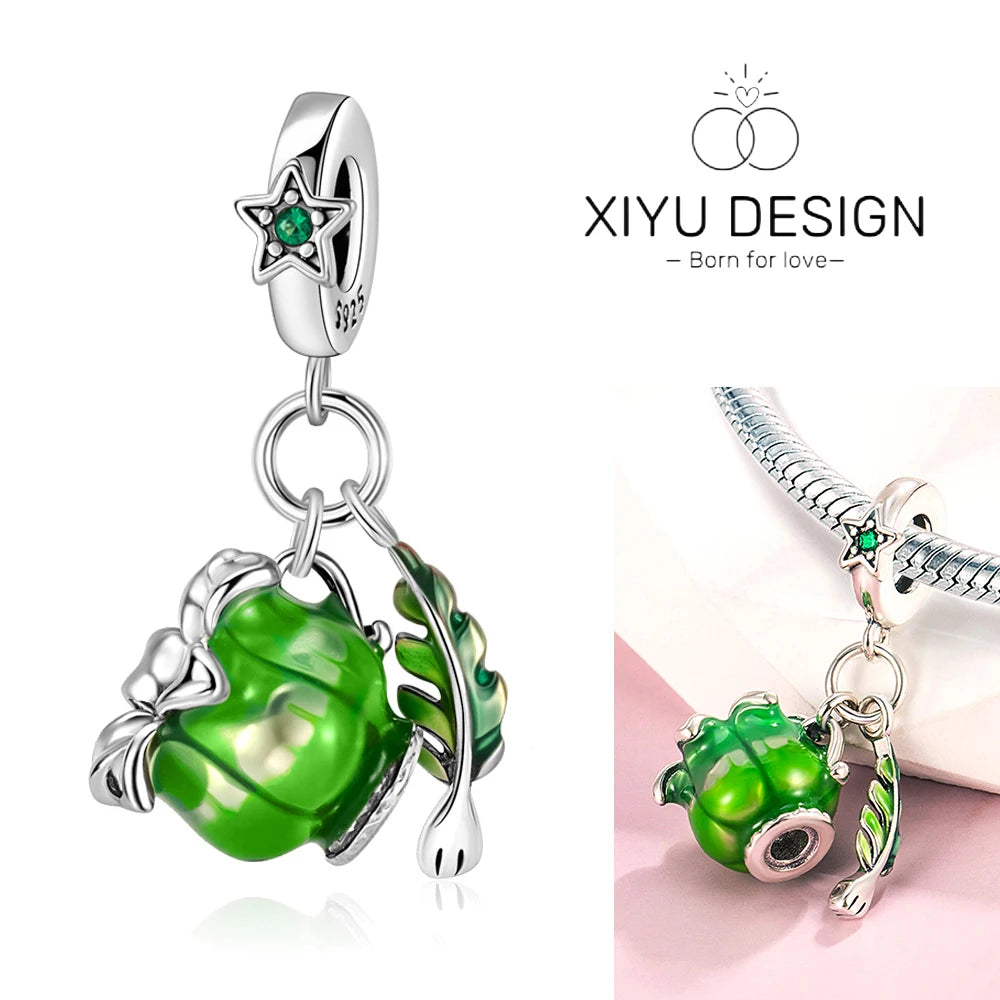 Cute Pet Series Capybara Couples Charms Eat Fruit Beads Fit DIY 925 Silver Bracelet Necklace Women Anniversary Jewelry Gift