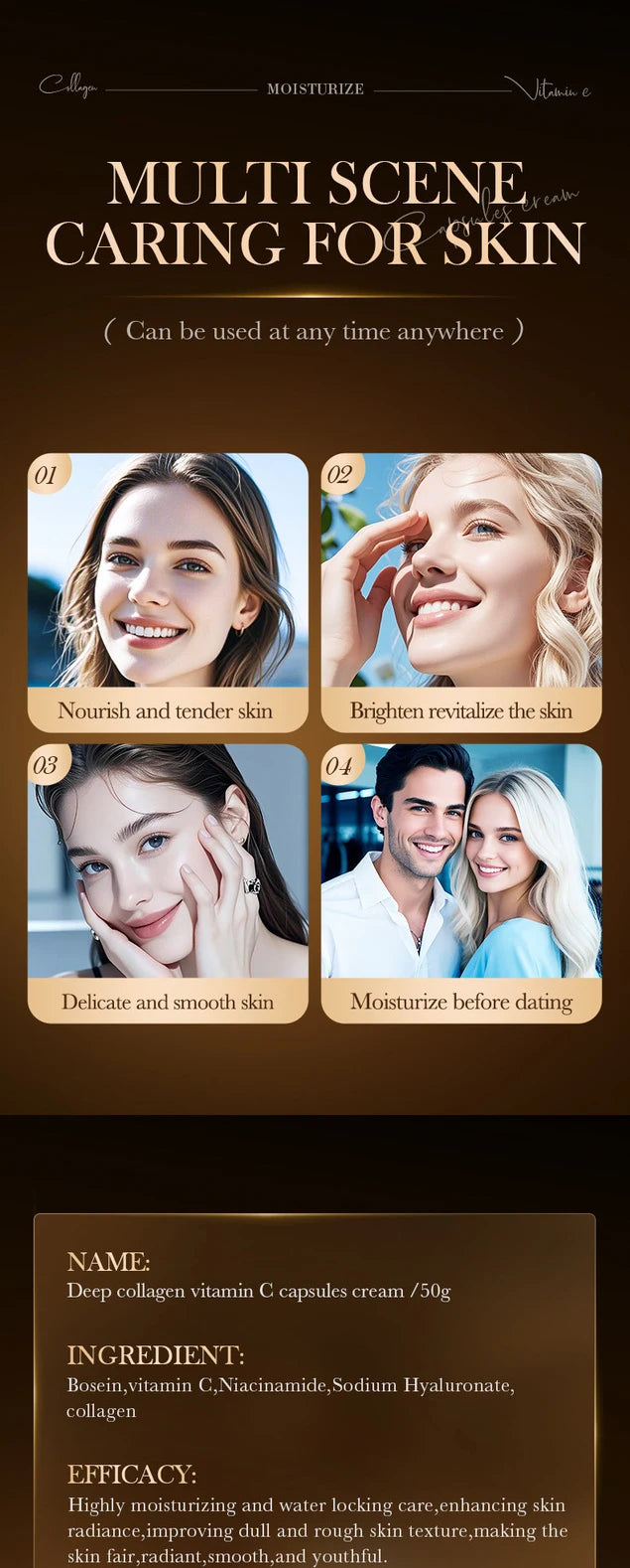SADOER Vitamin C Capsule Face Cream Whitening Moisturizing Anti-Aging Anti Wrinkles Facial Cream Face Skin Care Products