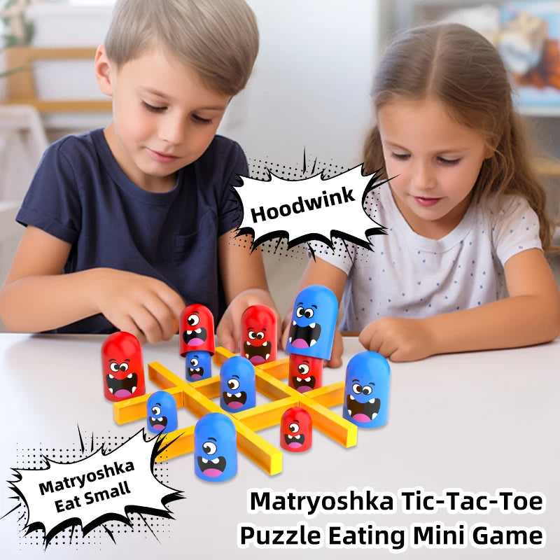 Tic-Tac-Toe Eat-and-Be-Sized Stacking Cups Dual Battle Board Game Parent-Child Interactive Logic Thinking Tabletop Toy