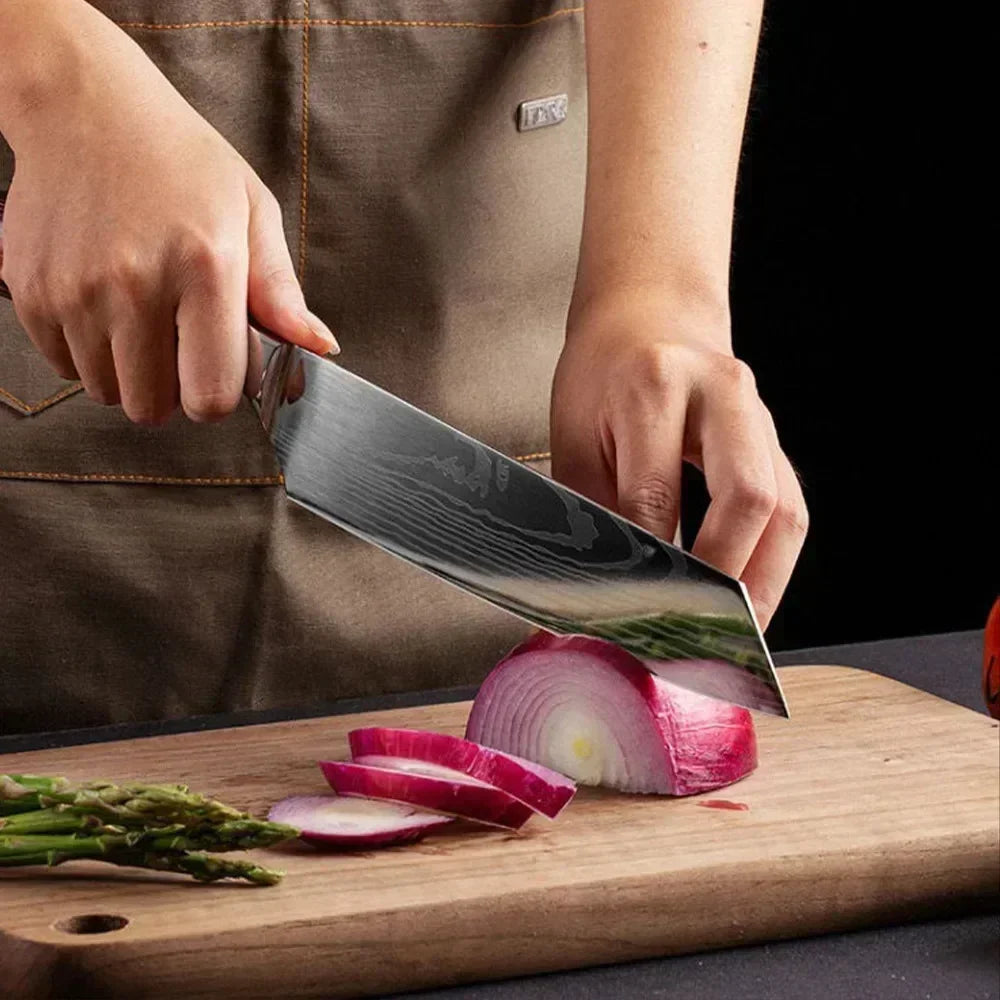 Professional Kitchen Knives Damascus Japanese Santoku Cleaver Slicing Knife Stainless Steel Boning Knife Butcher Cleaver Knife