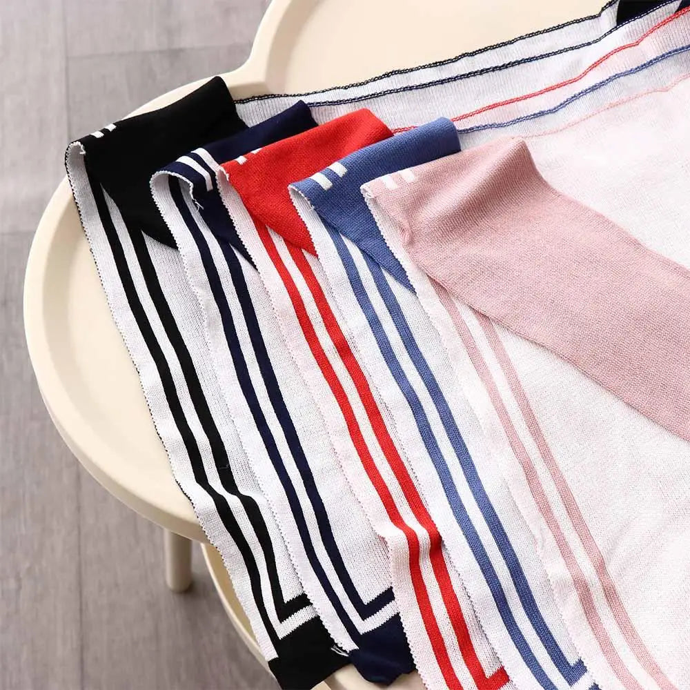 Warm Stripe Knitted Shawl Patchwork Naval Style Blouse Shoulder Fake Collar Korean Style Scarf Accessories Knot Scarf Outdoor