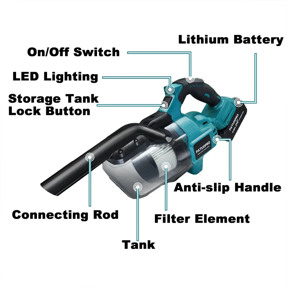 PATUOPRO Cordless Vacuum Cleaner Handheld Dust Collector Floor Carpet Car Pet Hair Cleaning Power Tool For Makita 18V Battery