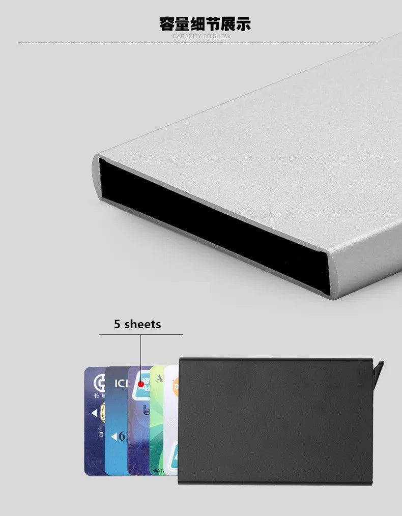 Anti-theft Aluminum Single Box Smart Wallet Slim RFID Fashion Clutch Pop-up Push Button Card Holder Name Card Case bank card bag