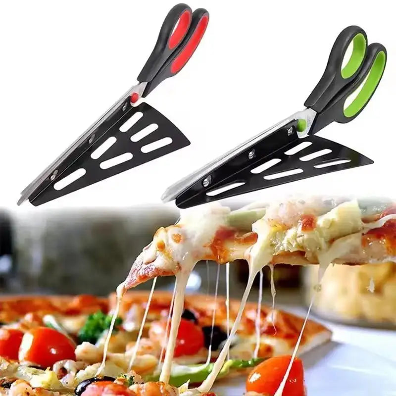 Detachable Pizza Scissors Knife With Protective Server Stainless Steel Pizza Cutter Slicer Scallion Cutter Kitchen Accessories