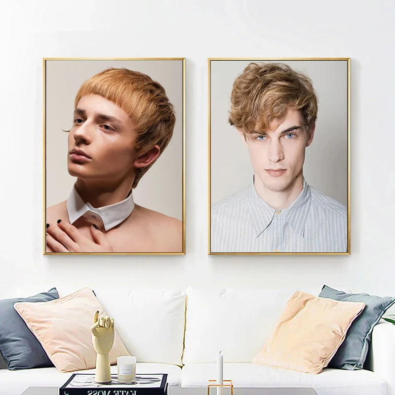 Fashion Man Hairstyle Model Hairdressing Poster Male Hair Design Canvas Painting Wall Pictures Salon Barber Shop Home Decor