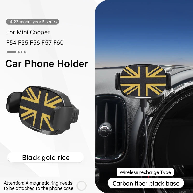 Car Phone Holder Wireless Charger For Mini Cooper F56 F55 F54 F60 F57 2014-2023 Central Control Mobile Phone Bracket Accessories
