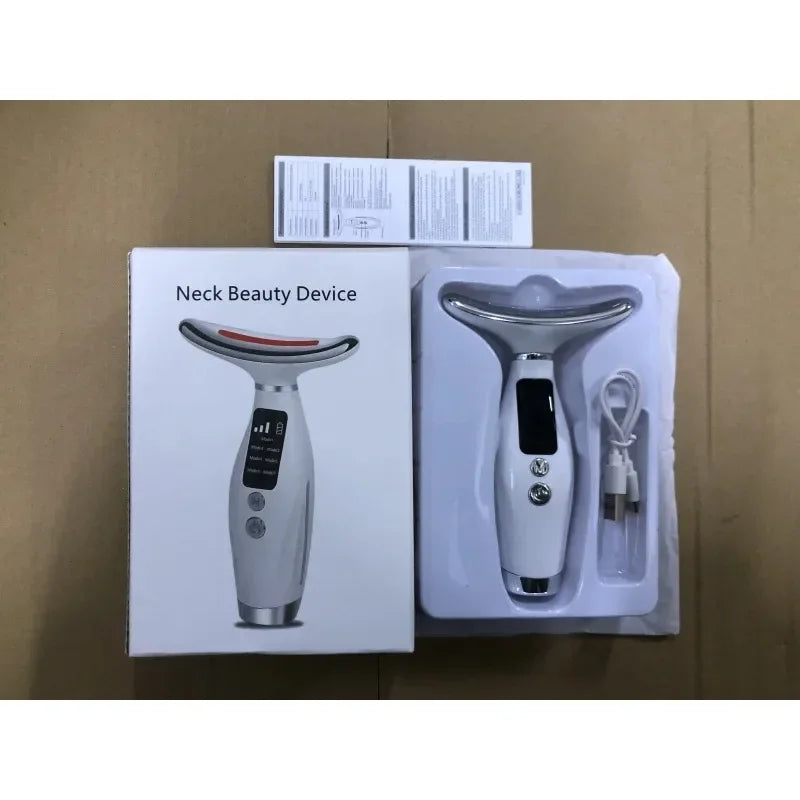 Neck Face Lifting Massager 7 Colors Light LED Photon Therapy Skin Tighten Wrinkle Remove Heating Vibration Massage Beauty Device