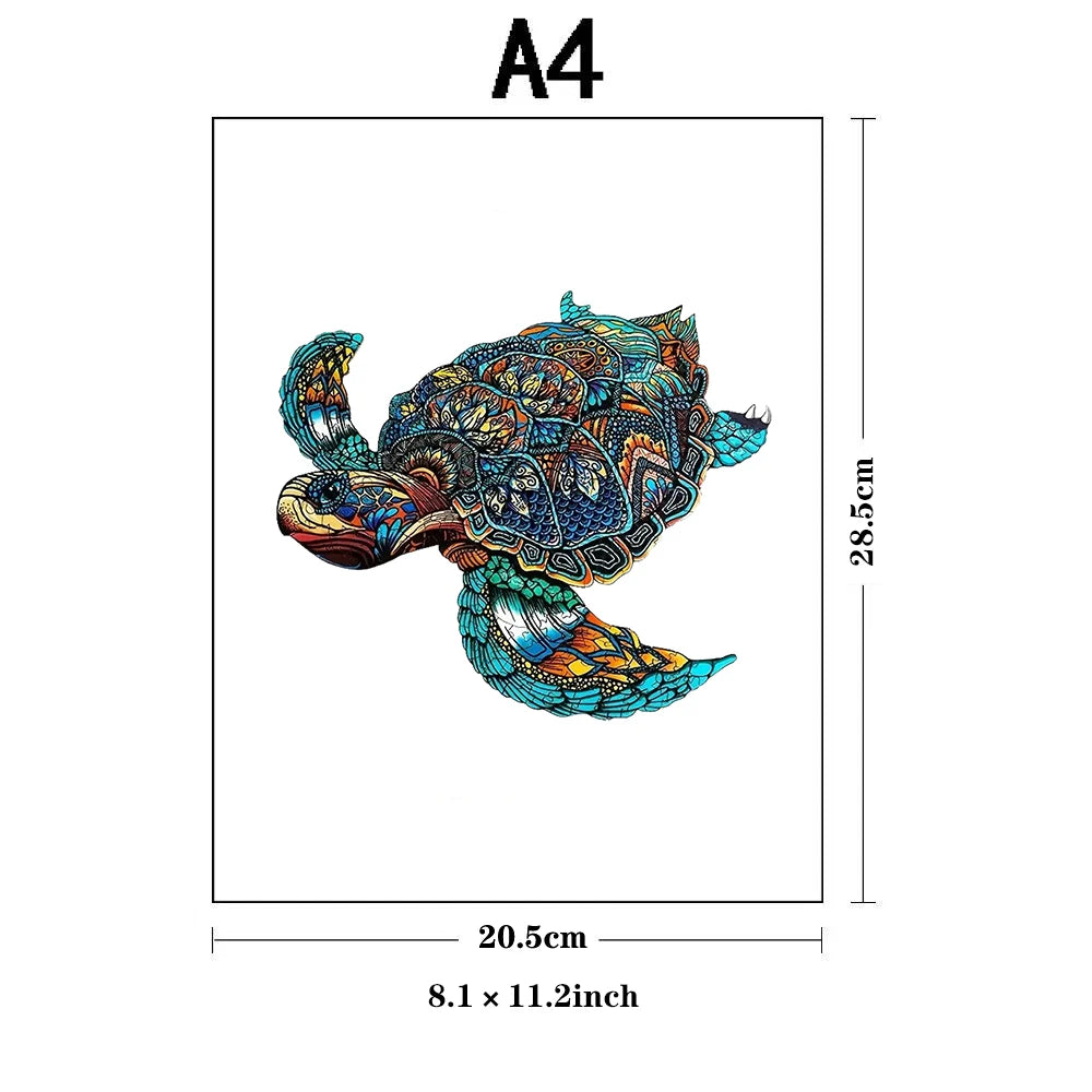 Turtle  Wooden Jigsaw Puzzles for Adults Kids,Animal Shaped Pieces Jigsaw Puzzles Toys with Package,  Christmas Gift Home Decor