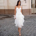 Simple Civil Wedding Dresses Chiffon A-line Wedding Party Dress White Sweetheart Ruffles 2025 Bride Gowns for Women Midi 2025