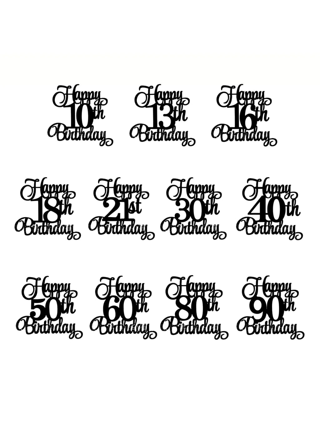 1 pcs Personalised Age Cake Topper Cupcake Flag Happy Birthday Glitter 30th 40th 50th 60th 70th 80th 90th Decor Adult Kids