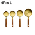 1/4Pcs Stainless Steel Measuring Cups and Spoons Set with Wooden Handles Multifunctional Baking Tool for Cooking and Baking