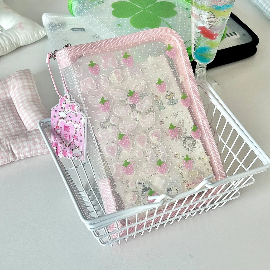 Cute A6 Stationery Storage Folder File PP Twill Zipper