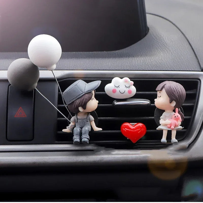 Car Decoration Cute Cartoon Balloon Couples Action Figure Figurines