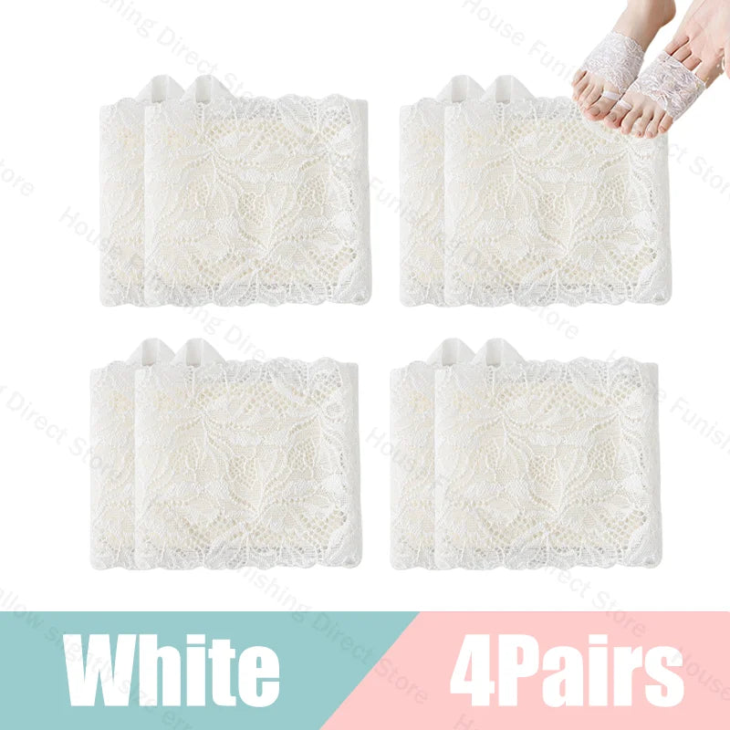 Summer Thin Lace Invisible Socks Split Toe Forefoot Socks for Women High Heel Slippers Shoes Breathable Lace Socks for Halloween