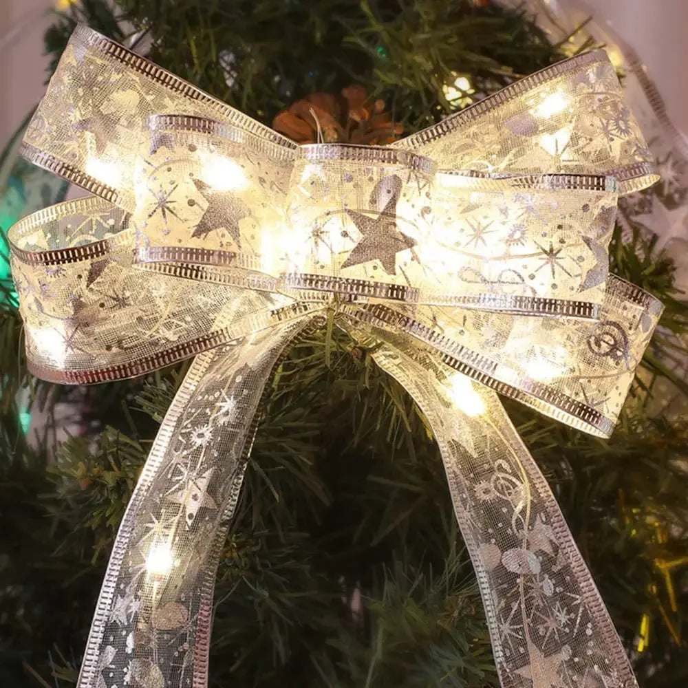 10M 5M Christmas Tree Decorations String Lights Copper Wire Ribbon Bows Lights for Party Weddings Holiday Christmas Tree Decor