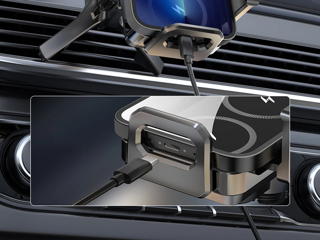 Foldable Phone Car Wireless Charger Mount Electric Clamping Rotation Universal Phone Holder For Galaxy Z Fold iPhone Xiaomi Pad