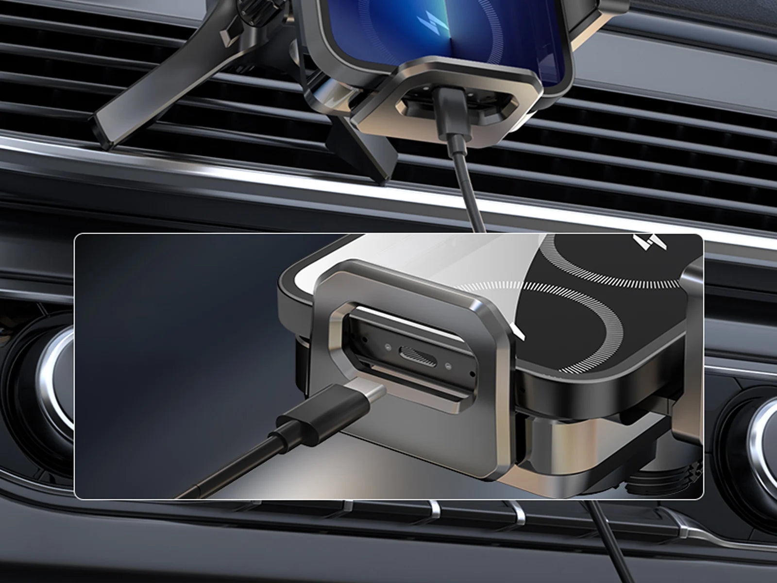 Foldable Phone Car Wireless Charger Mount Electric Clamping Rotation Universal Phone Holder For Galaxy Z Fold iPhone Xiaomi Pad