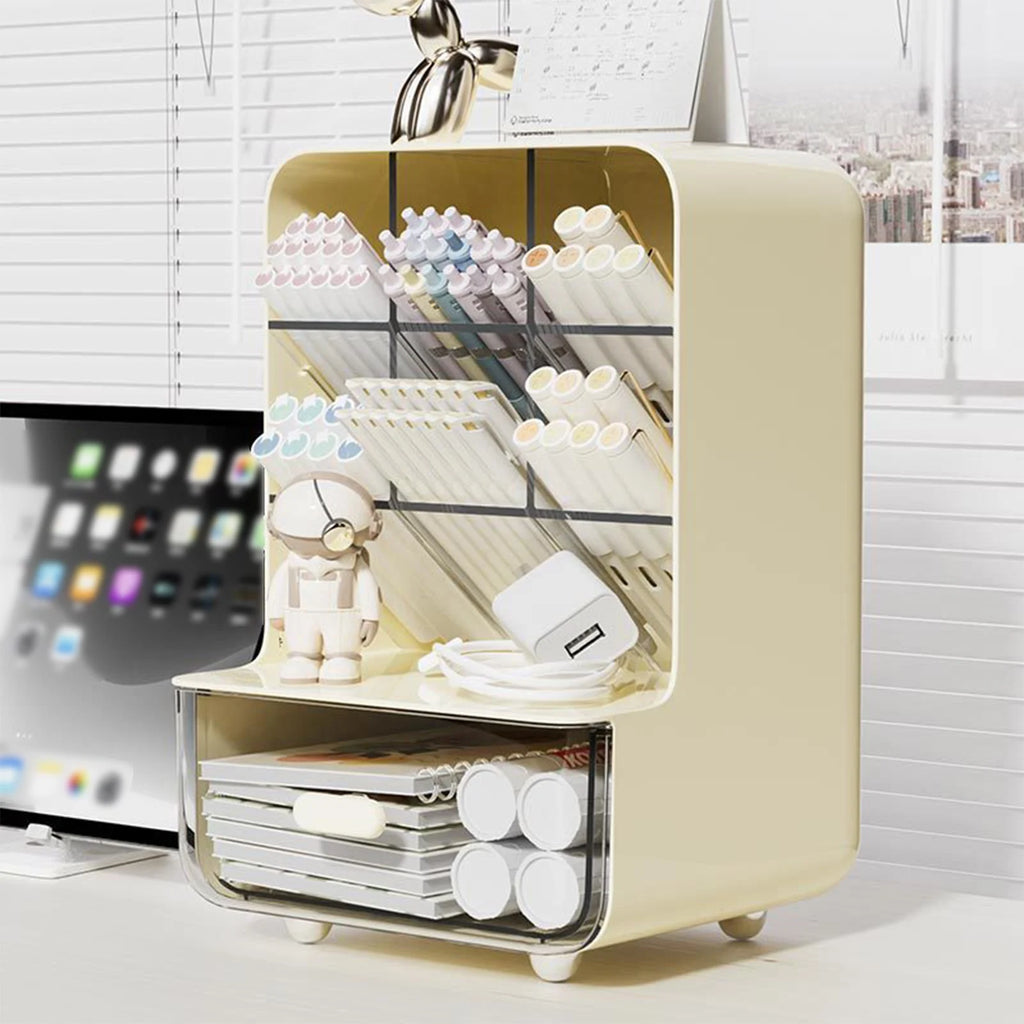 Clear Desk Organizer Pen Holder Multi-layer Pencil Storage Box