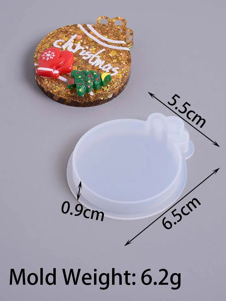 DIY Round Christmas Pendant Silicone Mold Handmade Crown Bell Plaster Resin Mold Ornaments Tree Hanging Craft Decor Party Decor