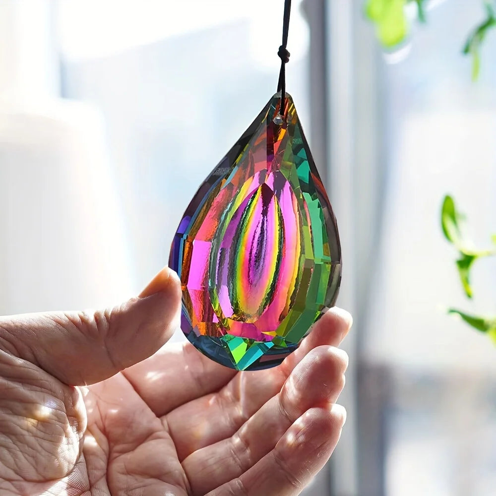 Crystal Decoration Sun Flower 45/60/63mm Rainbow Aurora Crystal Prism Chandelier Room Decoration Hanging Ornament Home Decor