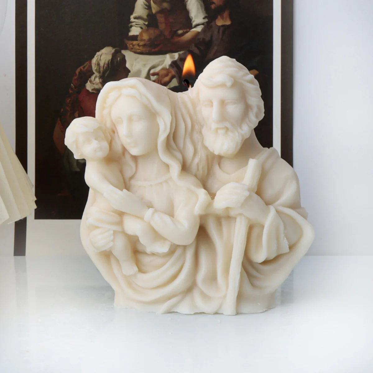 3D Holy Family Statue Silicone Mold Jesus Virgin Mary Baby Family with Three People Candle Resin DIY Tool Religion Home Decor