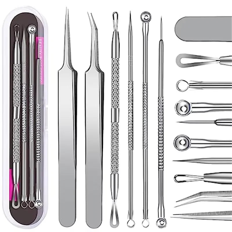 4pcs/8pcs /set Facial Pore Cleaner Spoon Blackhead Comedone Acne Pimple Blackhead Remover Tool Needles For Face Skin Care Tool