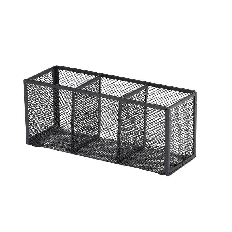 Metal Mesh Desk Organizer, Pen Holder, Pencil Holder, Office Supplies, 4 or 3 Compartments, Home and School Supplies, 1Pc