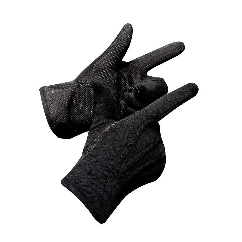 2 Pairs Cotton White Gloves Anti Slip Grip Dotted Men Parade Gloves Black Formal Cosplay Party Costume Driving Gloves Supplies