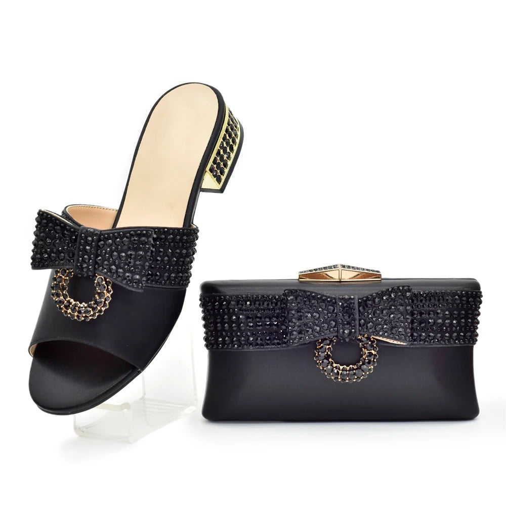 Rhinestone Matching Shoes and Bag Set