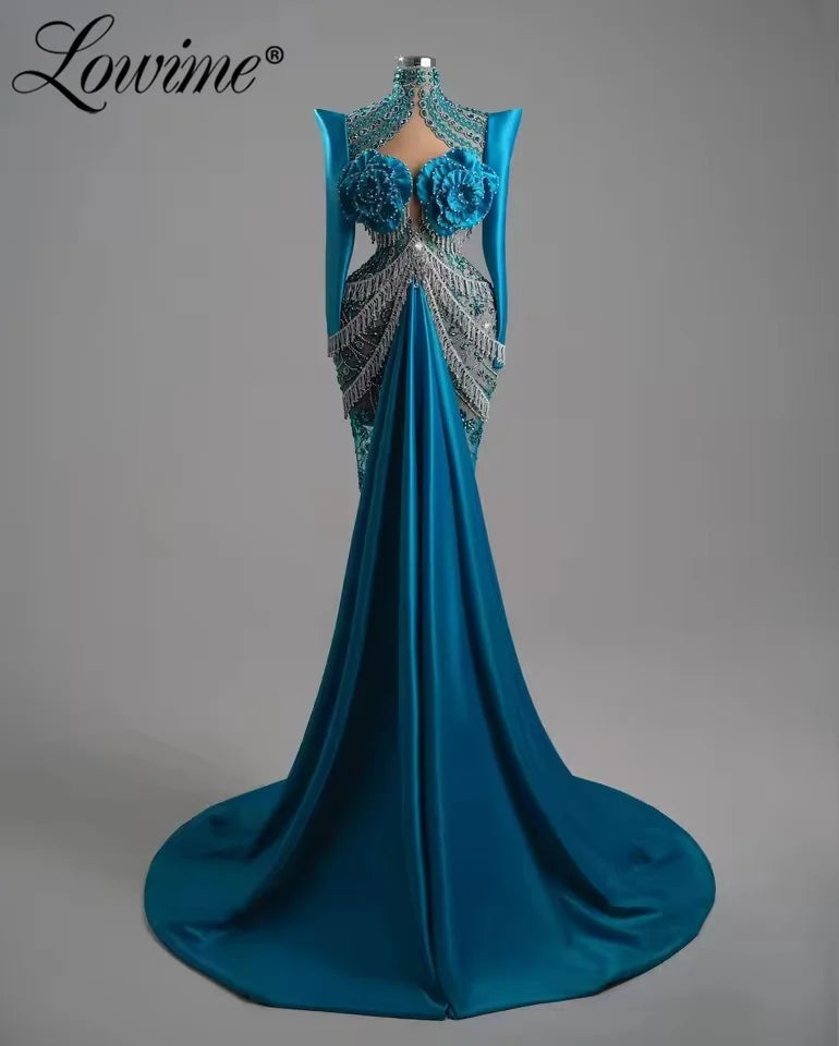 2025 Luxury Long Celebrity Dresses Crystals Tassel Beaded Women Party Dress Wedding Engagement Gowns Vestido De Noche Customized