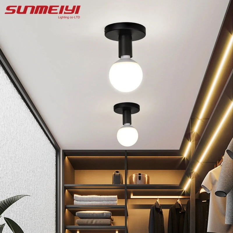 Minimalist Black E27 Ceiling Light Modern Nordic Retro Iron lamp Decor For Living Room Bedroom Bathroom kitchen Hall And Balcony