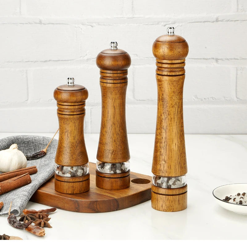 4"6"8"10" Manual Pepper Mills Salt And Pepper Grinder With Adjustable Ceramic Spice Wood Pepper Grinder Handheld Herb Seasoning