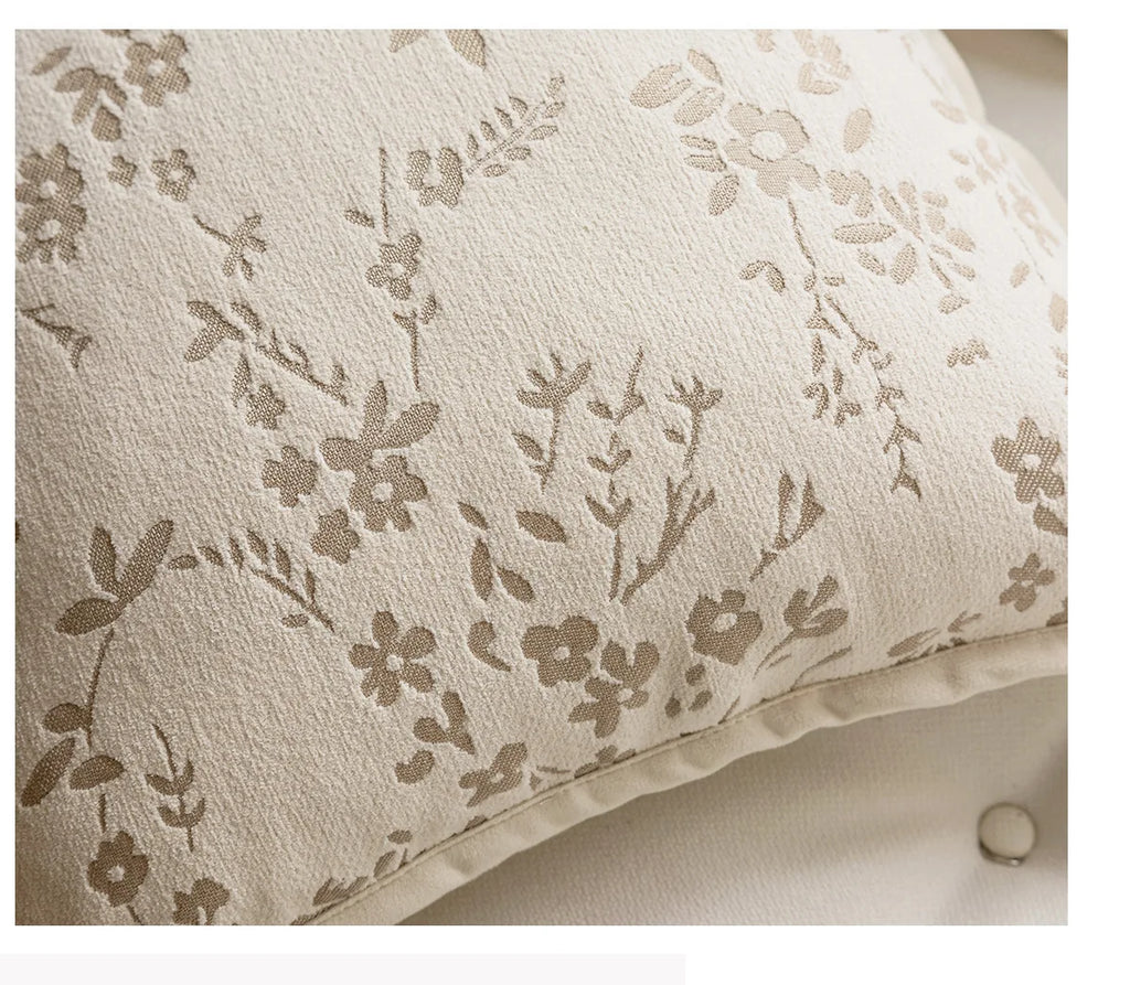 Cream Style Plush Sofa Pillowcase Ins Style Living Room Decorative Flower Pillow Bedside Cushion Bed Waist Backrest