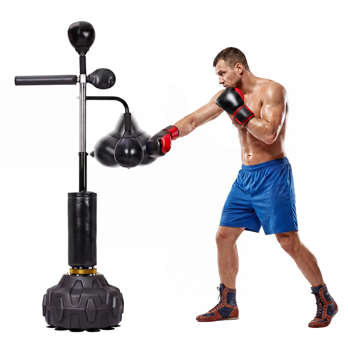 Height Adjustable Freestanding Boxing Bar with Swivel Bar and 2