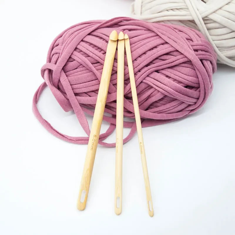 Natural Bamboo Afghan Tunisian Double Ended Crochet Hook Set Hand Sewing Knitting Needles Weave