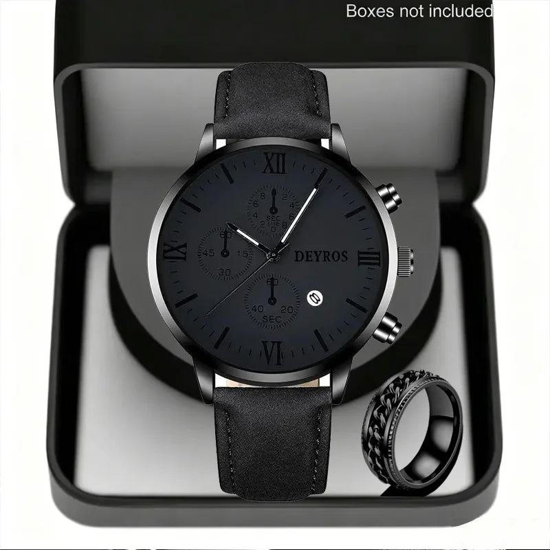 Men Watch Ring Combo 2Pcs